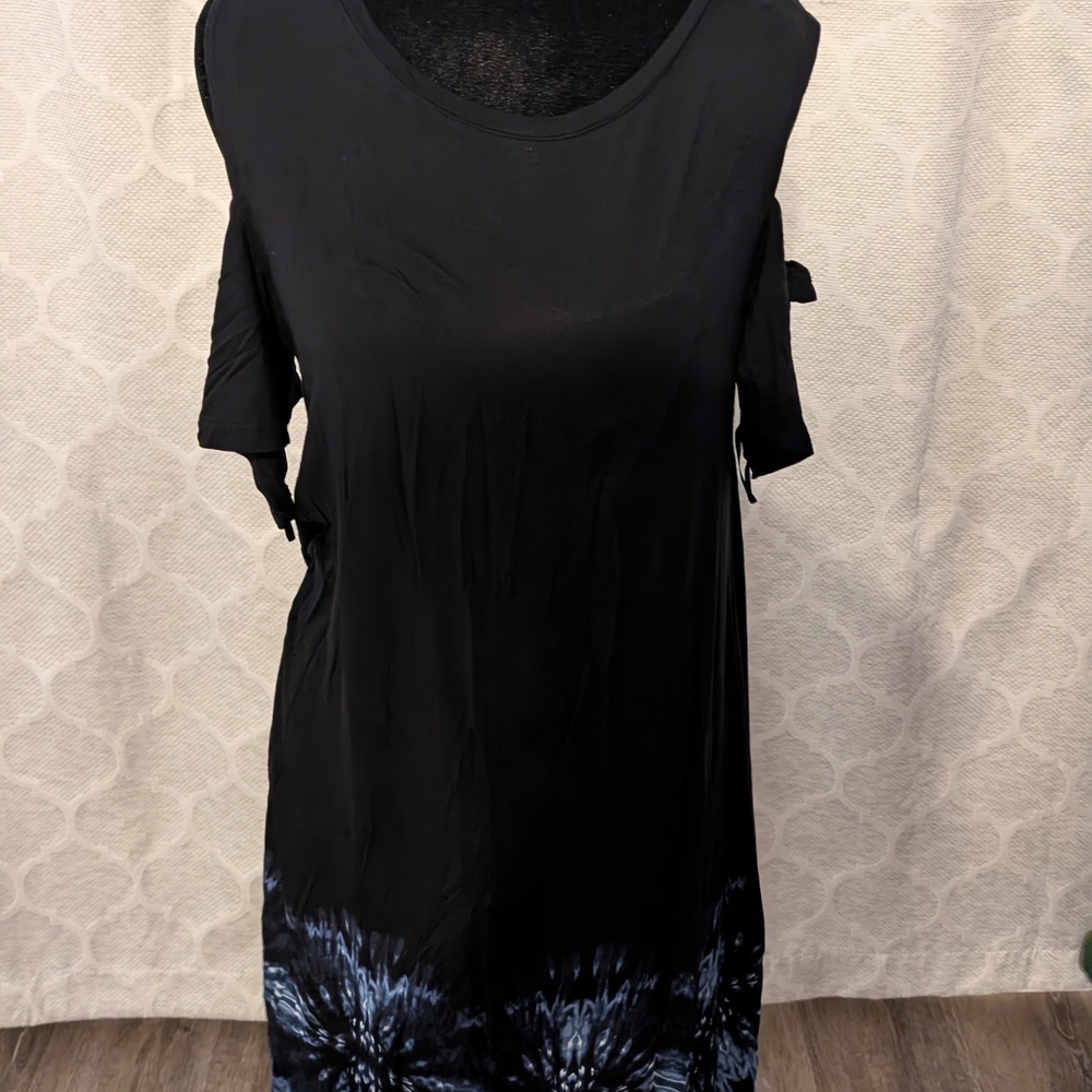 Style & Co. Black Tunic with Subtle Blue Pattern
